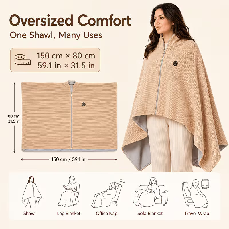 🔥 Christmas Sale — ❄️ Stay Warm All Winter — Portable Electric Heated Blanket Shawl