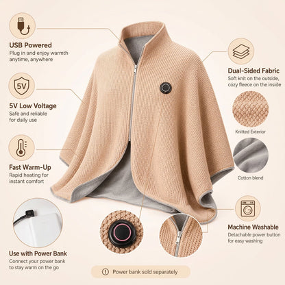 🔥 Christmas Sale — ❄️ Stay Warm All Winter — Portable Electric Heated Blanket Shawl