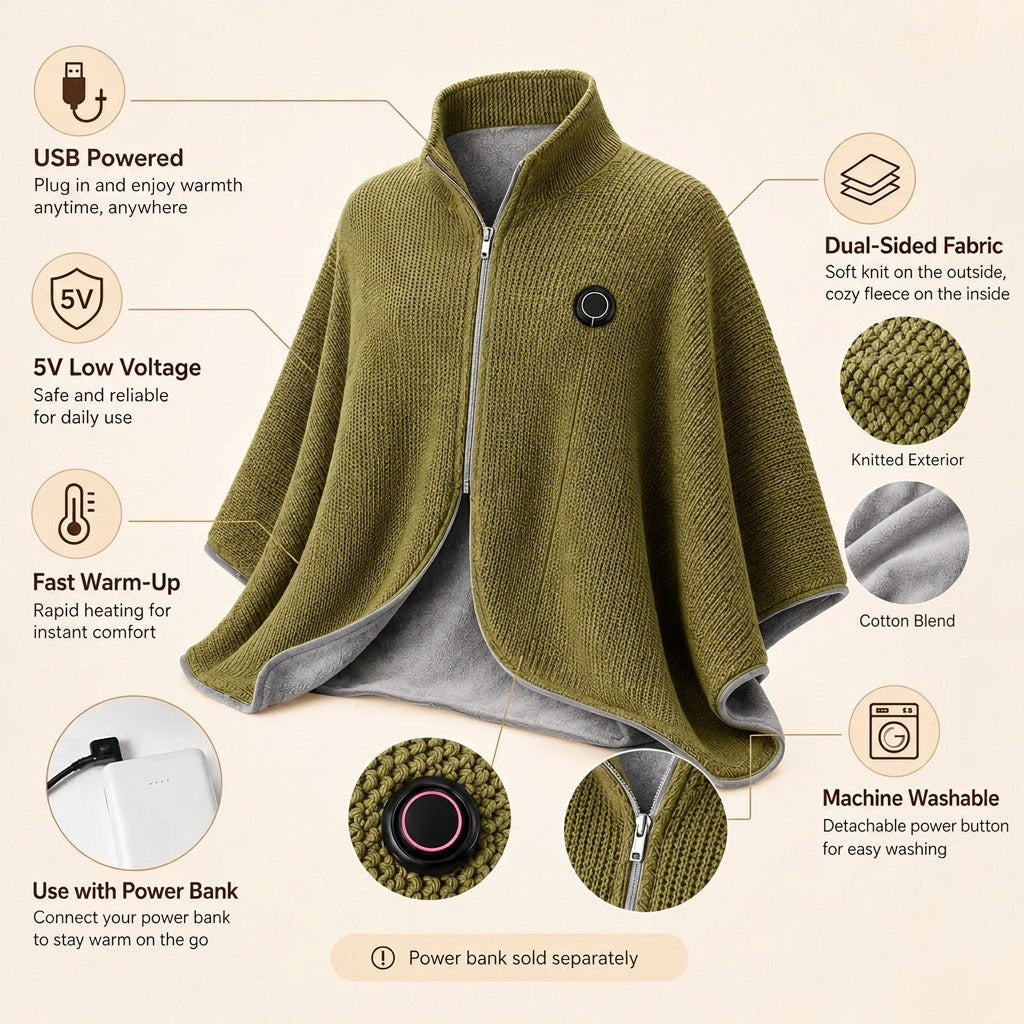 🔥 Christmas Sale — ❄️ Stay Warm All Winter — Portable Electric Heated Blanket Shawl