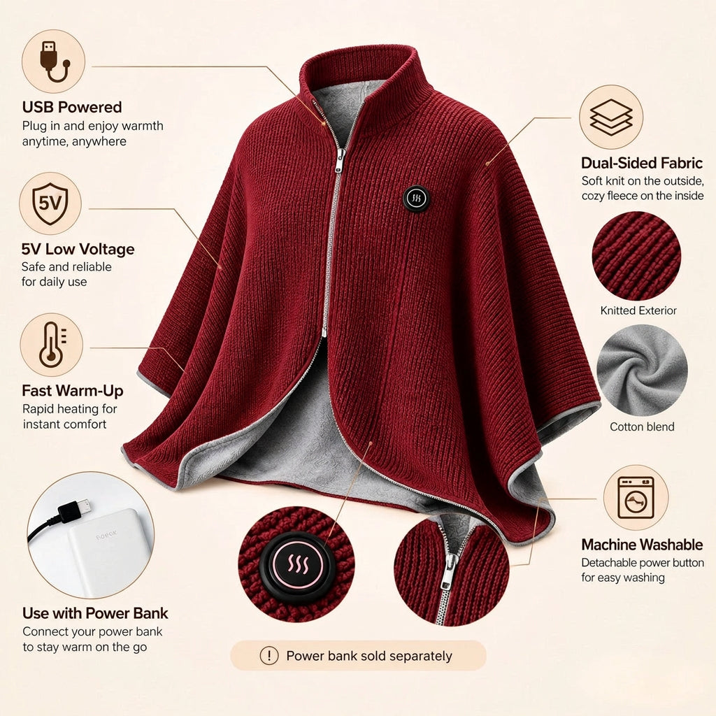 🔥 Christmas Sale — ❄️ Stay Warm All Winter — Portable Electric Heated Blanket Shawl