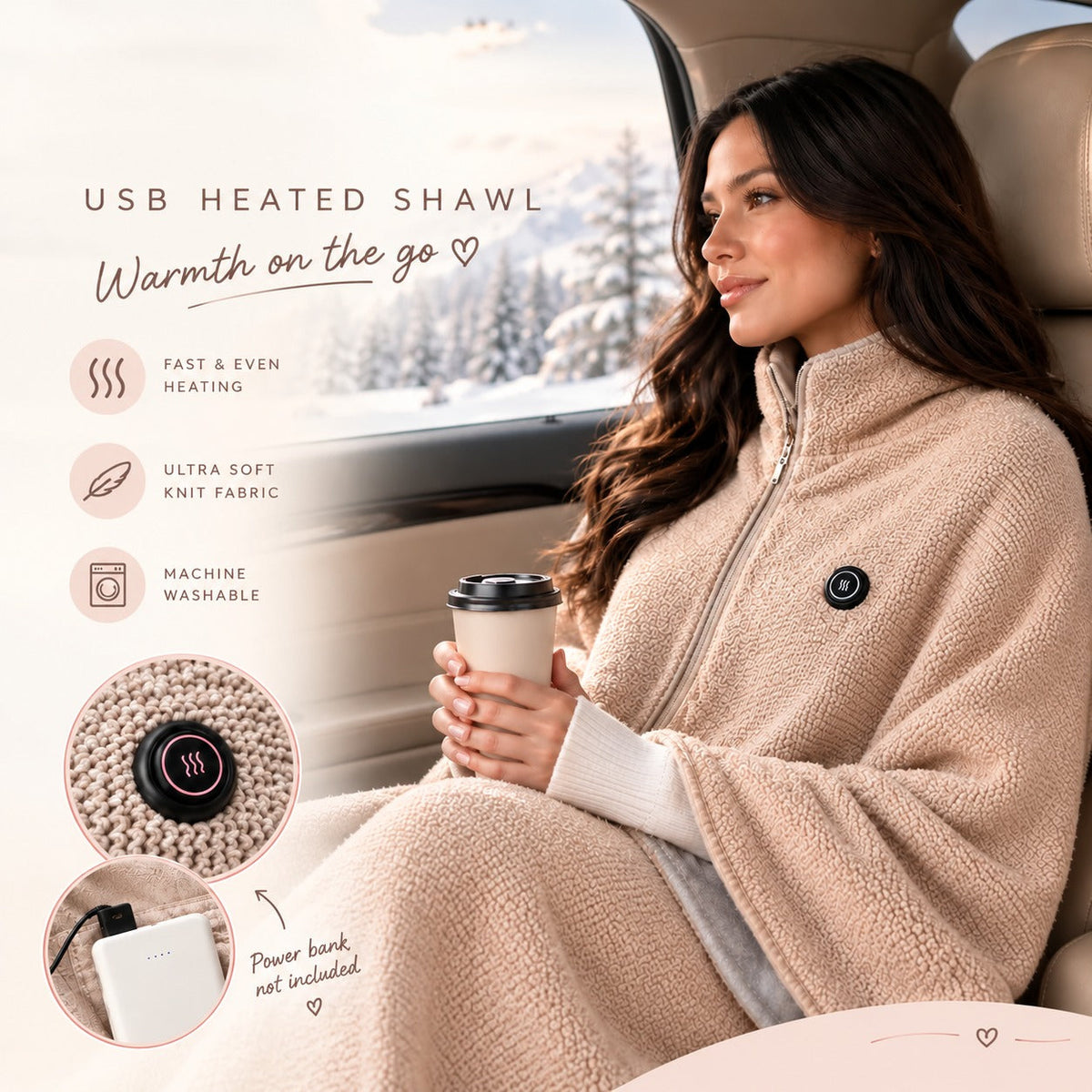 🔥 Christmas Sale — ❄️ Stay Warm All Winter — Portable Electric Heated Blanket Shawl