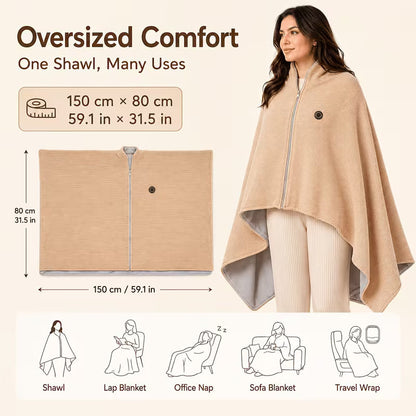 🔥 Christmas Sale — ❄️ Stay Warm All Winter — Portable Electric Heated Blanket Shawl